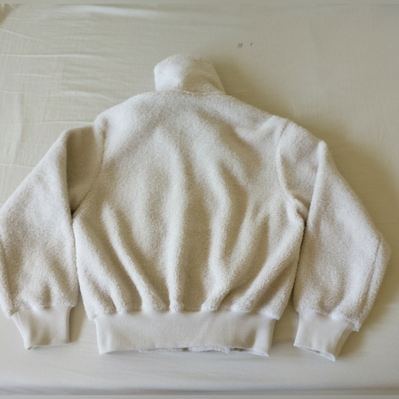 NWOT Uniqlo Cream Sherpa Fleece Pile Lined Cropped Teddy Bomber Jacket XS - Picture 12 of 16